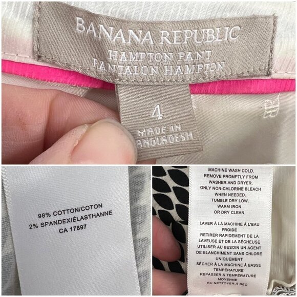 Banana Republic Hampton Black White Geometric Print Crop Ankle Trouser Pant Sz 4 - Picture 13 of 14